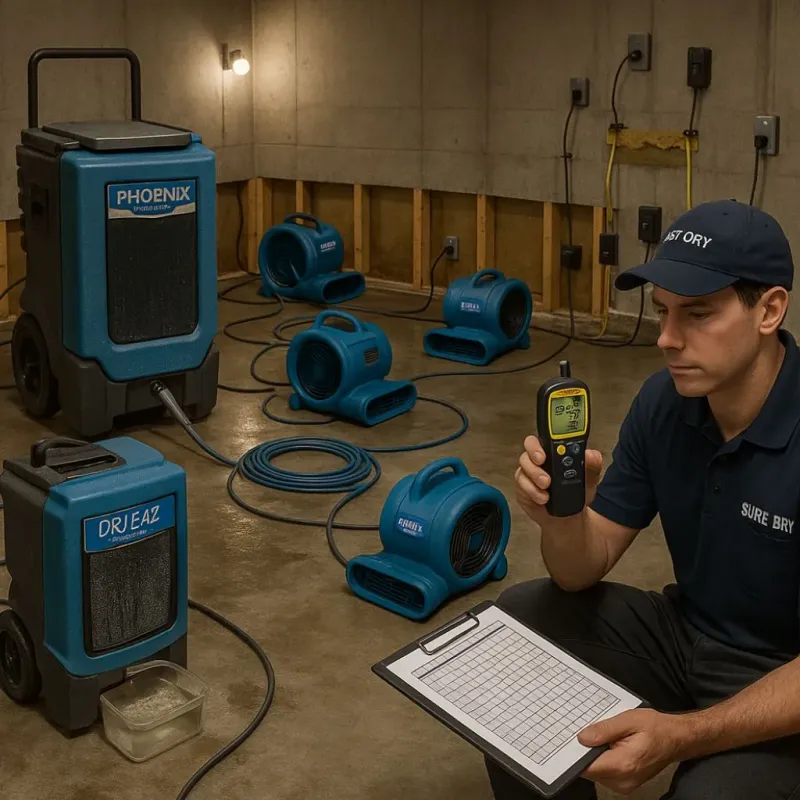 Structural Drying and Dehumidification process in Myrtle Point, OR